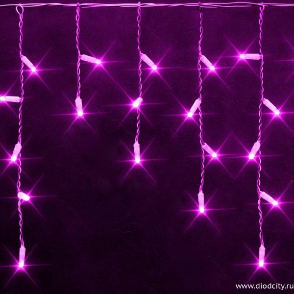 Светодиодная бахрома 3*0.5 м, герметичный колпачок, мерцающая, фиолетовая