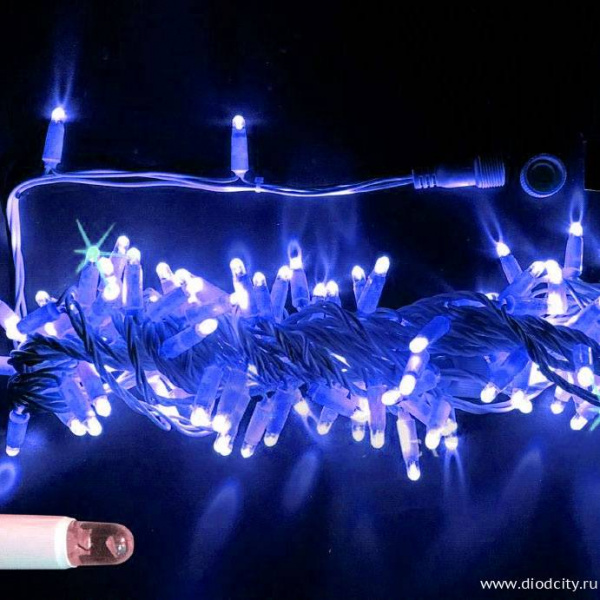 Гирлянда-нить, герметичный колпачок, с мерцанием, 10м, цвет синий, 24В