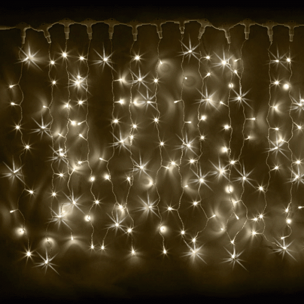 Светодиодный занавес "Дождь", 2х1.5м, теплые белые диоды, мерцающий