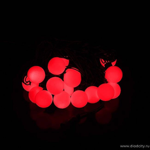 Гирлянда "Мультишарики - макси", длина 5м, D - 40мм, цвет  красный