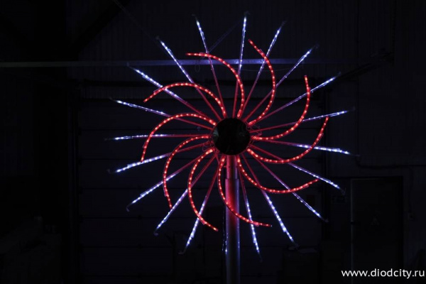 Светодиодный фейерверк "Колесо-Шар" d 3 м, белый/красный