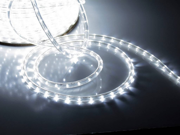 Светодиодный дюралайт - фиксинг  круглый, 13мм, белый