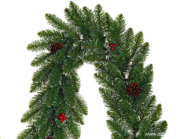 Хвойная гирлянда КРИСТИНА с шишками и ягодами, заснеженная, хвоя PVC, 270х25 см