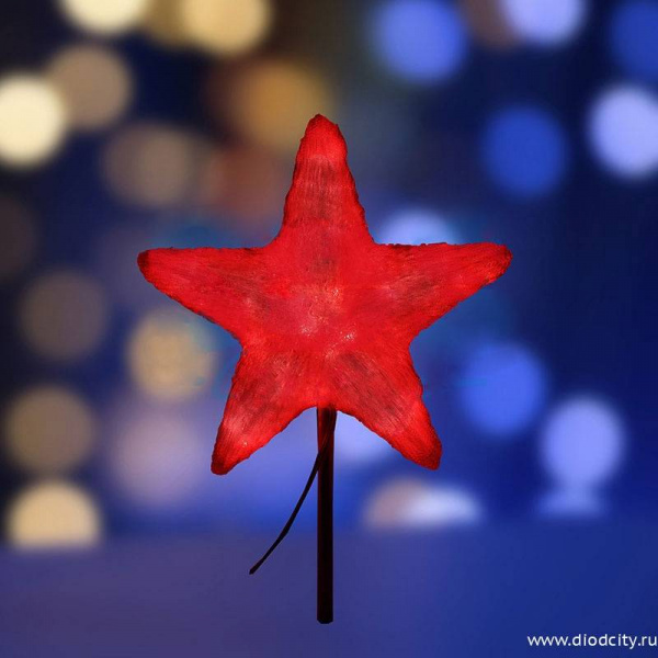 Световая акриловая макушка "Звезда" 30 см, красная