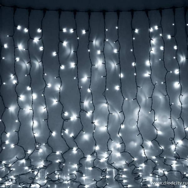 Светодиодный занавес "Дождь", 2 х 3м. белые  диоды