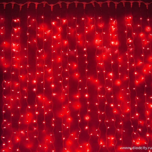 Световой занавес "Дождь" 2*6м, красные диоды, провод каучук
