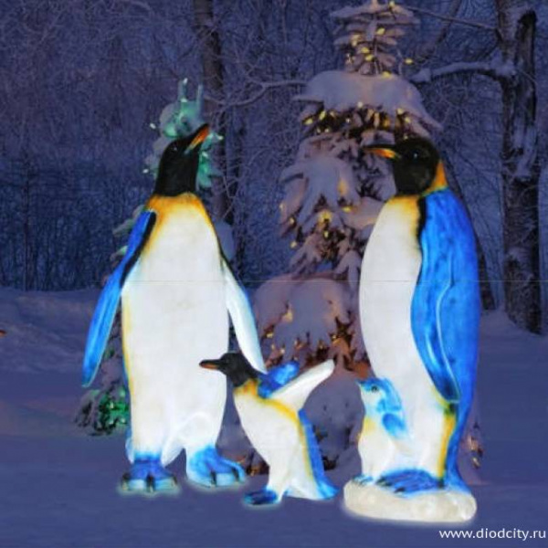 Объемная фигура из стекловолокна "Пингвиненок", 50*30*46 см, 24 В
