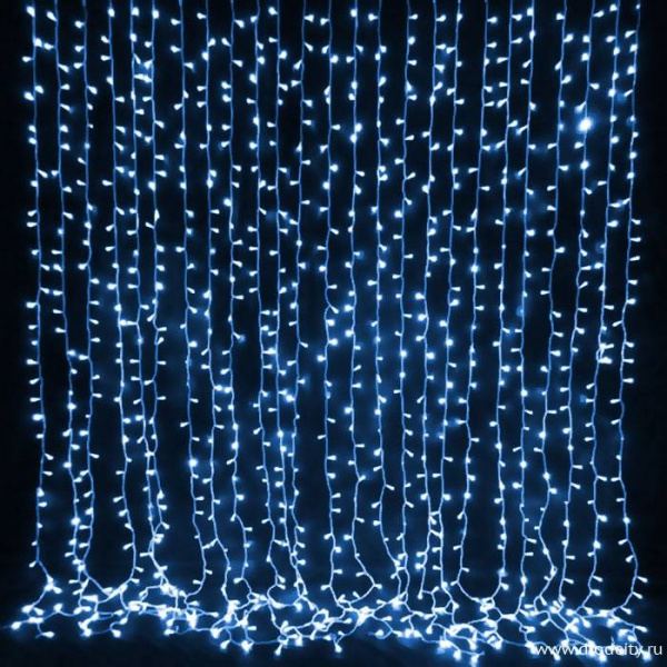 Светодиодный занавес "Дождь", 2 х 9м  синие диоды IP65