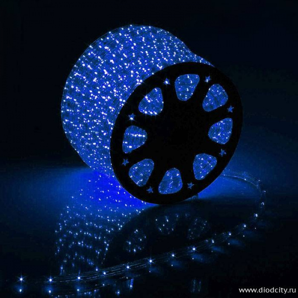 Светодиодный дюралайт - чейзинг круглый, 16мм, синий (5 жил)