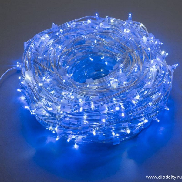 Гирлянда на деревья Клип Лайт мерцающий, 100 м, синий (white flash)