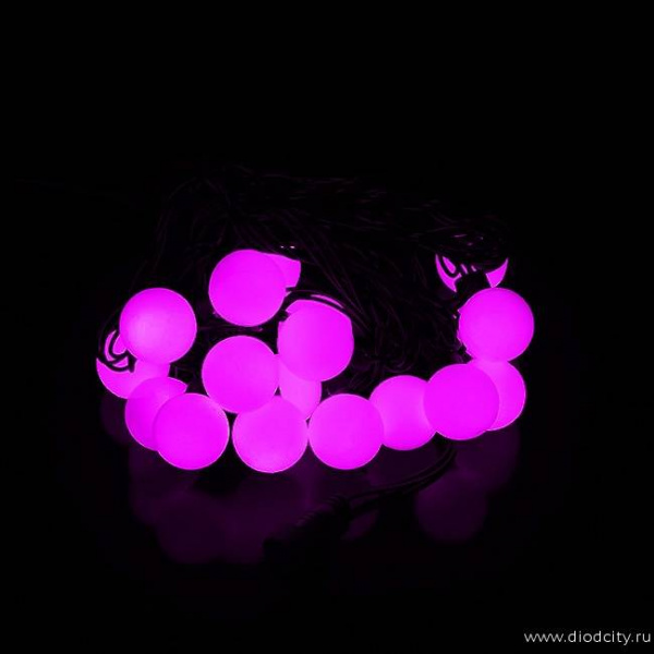 Гирлянда "Мультишарики - макси", длина 5м, D - 40мм, цвет  розовый