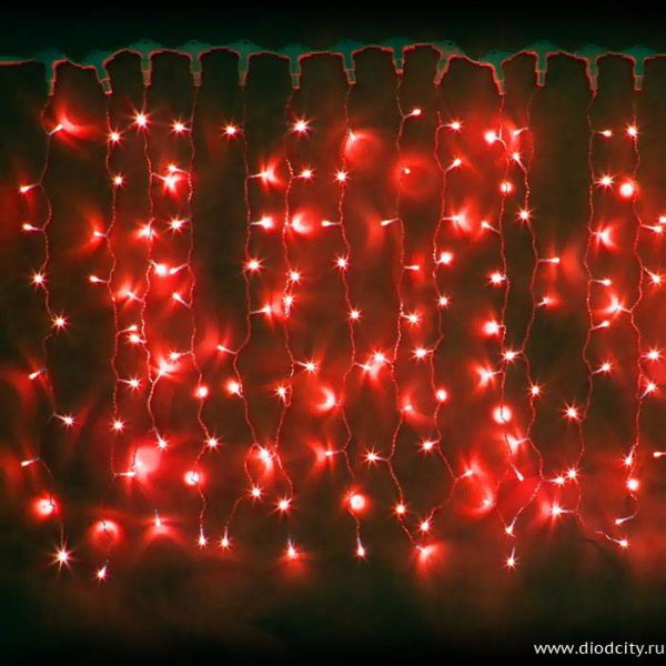 Световой занавес "Дождь" 2*1.5м, красные диоды, провод каучук