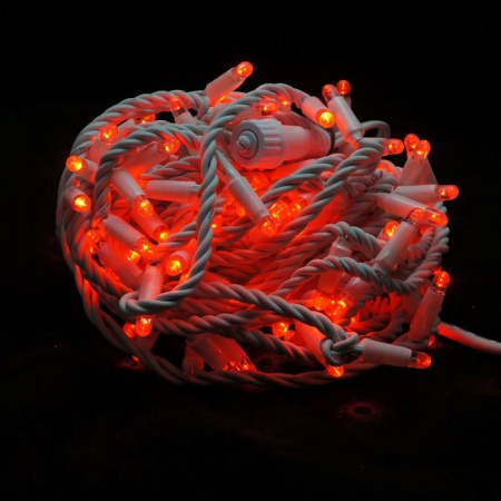 Гирлянда  LED Стринг Лайт, 10м, красный, IP65 (провод каучук)