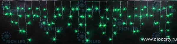 Светодиодная бахрома Rich LED 3х0.5 м, зеленая, IP54