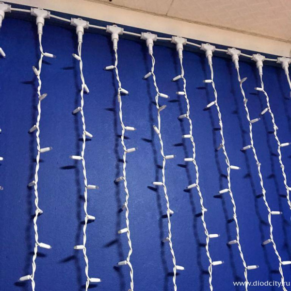 Световой занавес "Дождь" 2*6м, синий, провод каучук