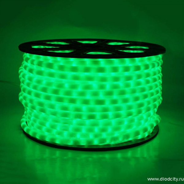 Светодиодный дюралайт-фиксинг, 13мм, 360°, зеленый