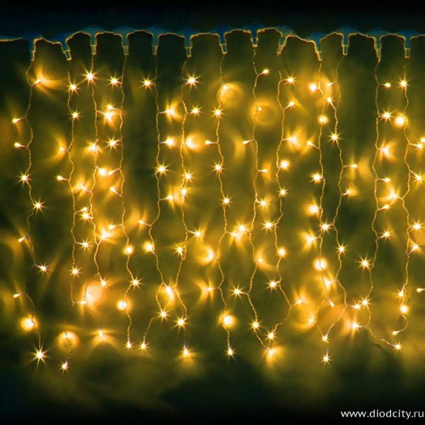 Световой занавес "Дождь" 2*1.5м, желтые диоды,провод каучук