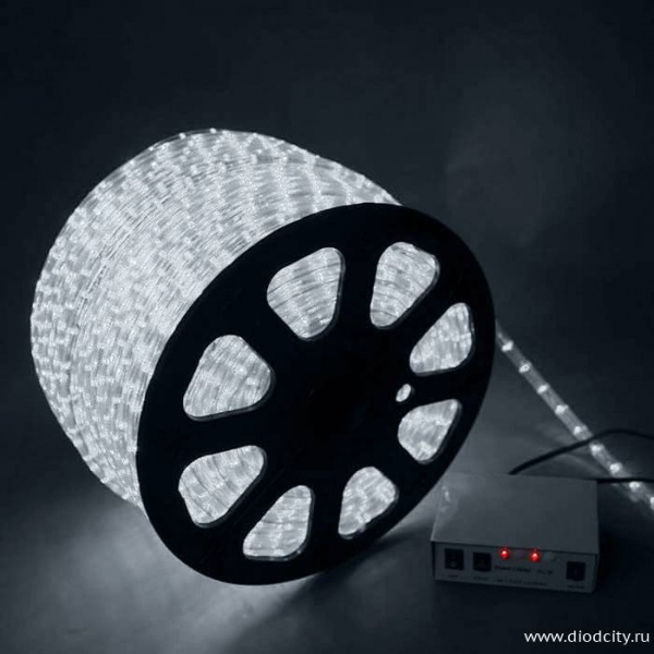 Светодиодный дюралайт - чейзинг круглый, 13мм, белый