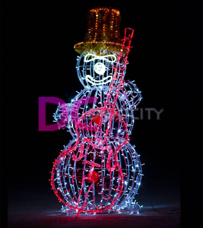 Световая композиция "Снеговики-музыканты", 200 см