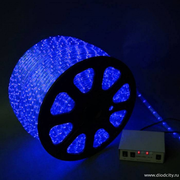 Светодиодный дюралайт - чейзинг круглый, 13мм, синий