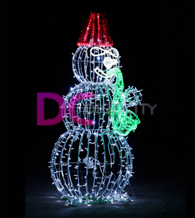 Световая композиция "Снеговики-музыканты", 200 см