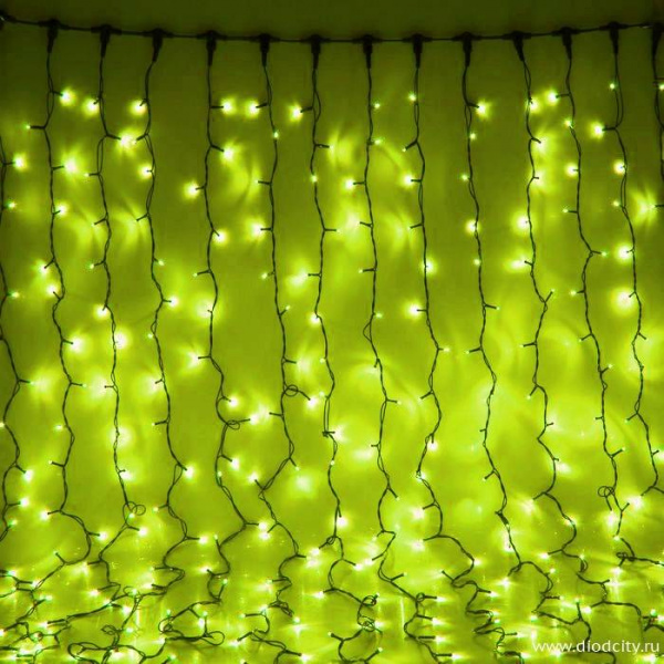 Светодиодный занавес "Дождь", 2 х 3м. желтые  диоды
