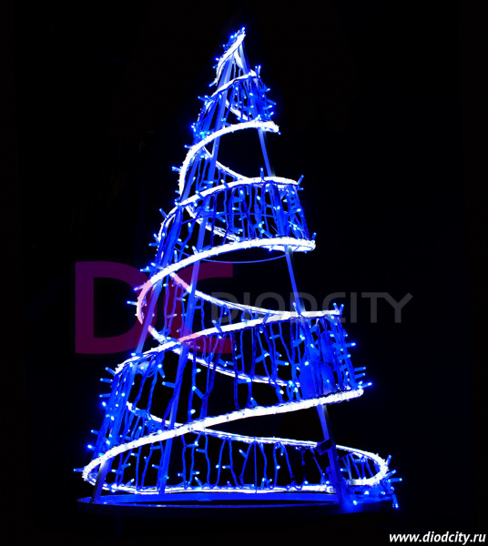 Световая конструкция "Елка конус синяя", 200х120 см