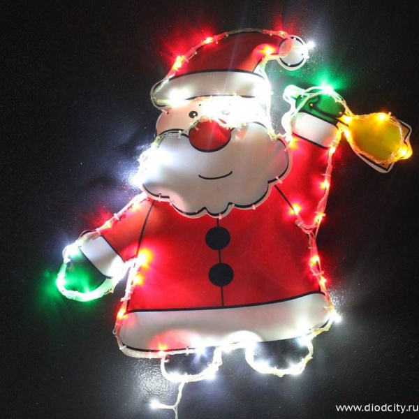 Фигура на пластиковом фоне "Дед Мороз с колокольчиком" 46х49 см