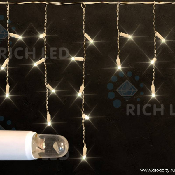 Светодиодная бахрома Rich LED 3х0.5 м, IP65,провод ПВХ, теплая белая
