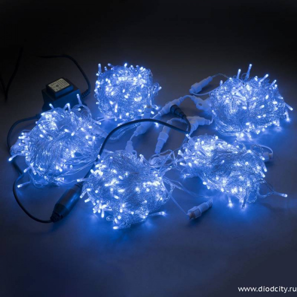 Гирлянда "Клип Лайт Спайдер" 5 нитей по 20 м, синие диоды, мерцающая