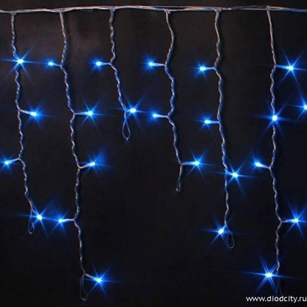 Светодиодная бахрома Rich LED 3х0.5 м, IP65, прозрачный провод, синяя