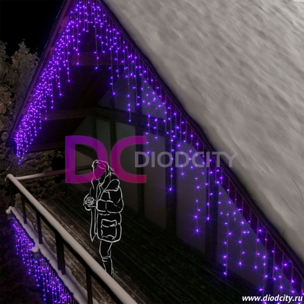 Светодиодная бахрома Rich LED 3х0.5 м, супер яркая синяя, IP54