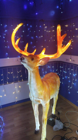 Объемная фигура из стекловолокна "Олень", 160*125*65 см, 24 В