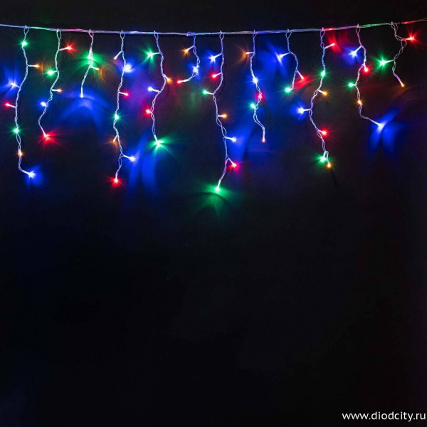 Светодиодная бахрома 3*0.5 м, герметичный колпачок, мерцающая, мульти