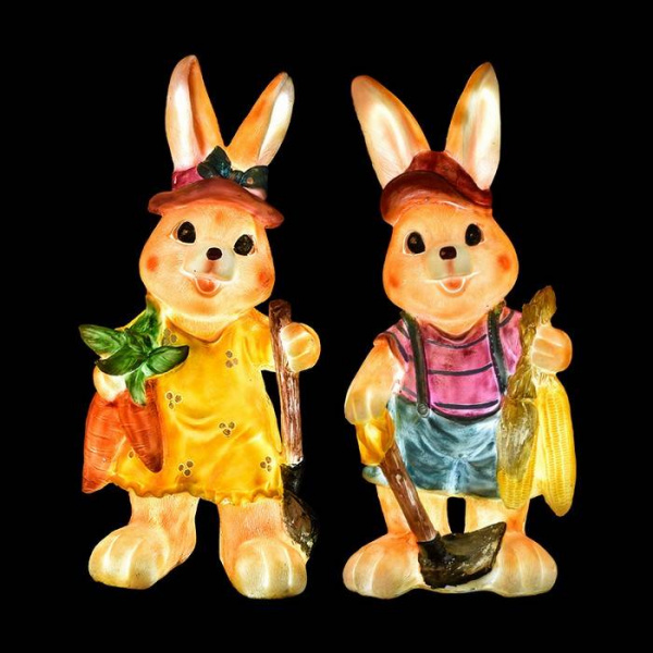 Обьемная фигура из стекловолокна "ЗАЙЧИК С МОРКОВКОЙ", 30*25*68 см, 24 В