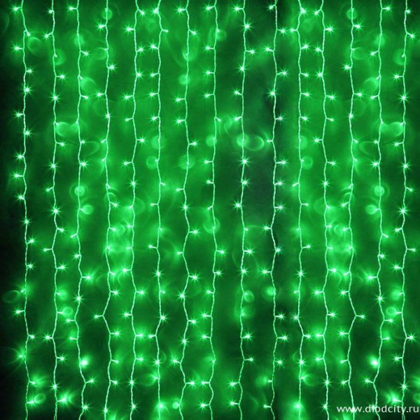 Световой занавес "Дождь" 2*3м, зеленые диоды, провод каучук