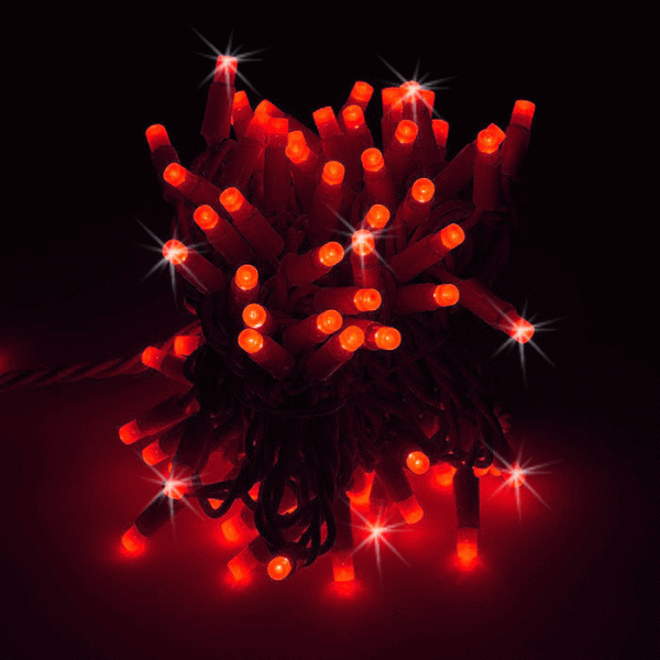 Гирлянда-нить Стринг Лайт, мерцающая, 10м,цвет красный, провод каучук