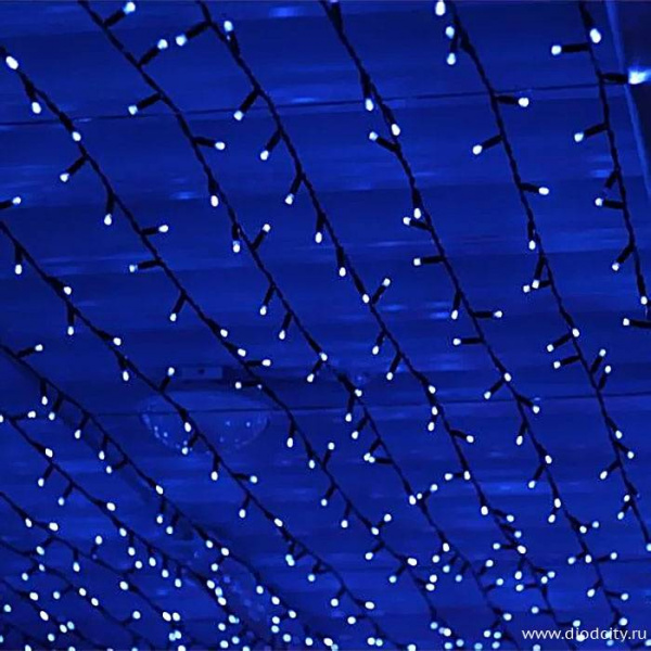 Светодиодный мерцающий занавес "Дождь", IP65, 2x9м, синий