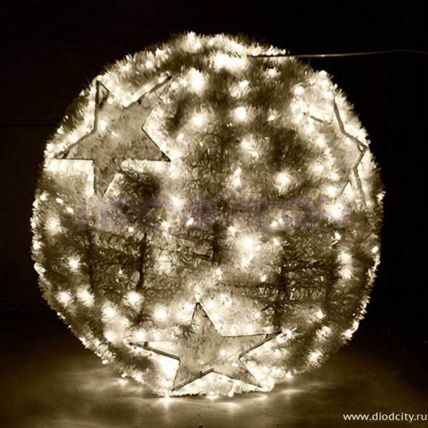 Обьемная фигура "Шар пушистый" 60 см, теплый белый