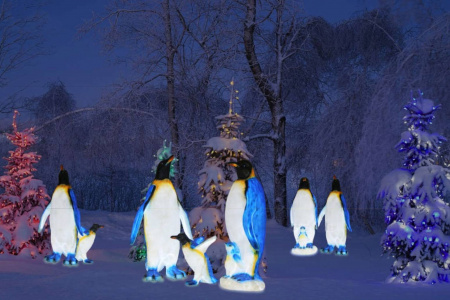 Объемная фигура из стекловолокна "Пингвин папа", 130*75*35 см, 24 В