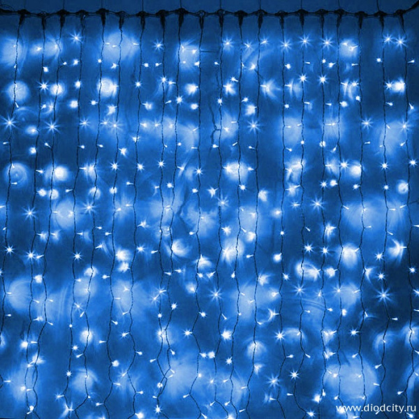 Светодиодный мерцающий занавес "Дождь", IP65, 2x6м, синий