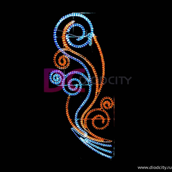 Светодиодная консоль "Перо Жар-птицы", 200х90 см, желтая