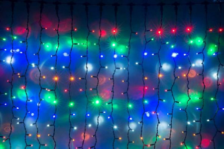 Световой занавес "Дождь" 2*1.5м, мульти диоды(4цв), провод каучук