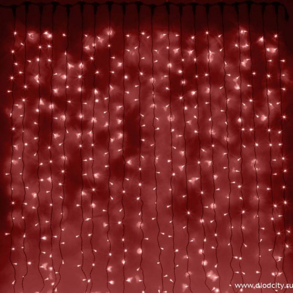 Светодиодный занавес "Дождь", 2 х 6м. красные диоды