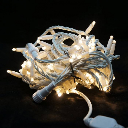 Гирлянда  LED Стринг Лайт, 10м, теплый белый, IP65 (провод каучук)