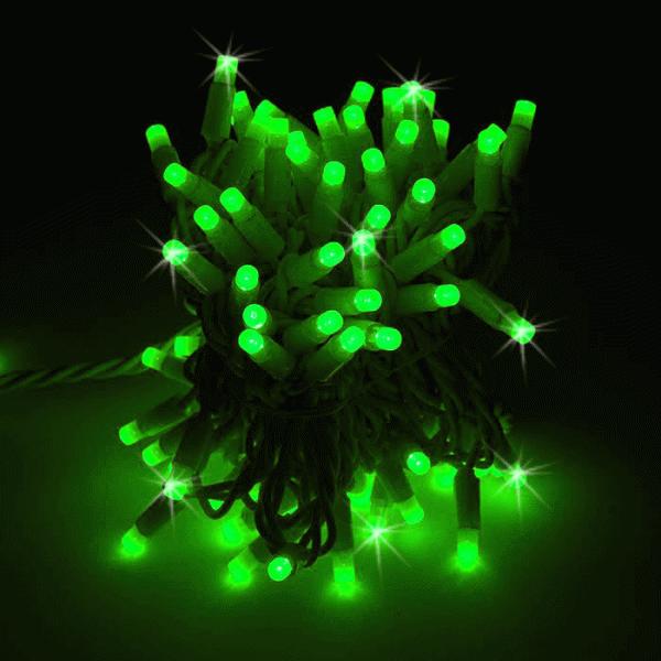 Гирлянда-нить Стринг Лайт, мерцающая, 10м, провод каучук,цвет зеленый