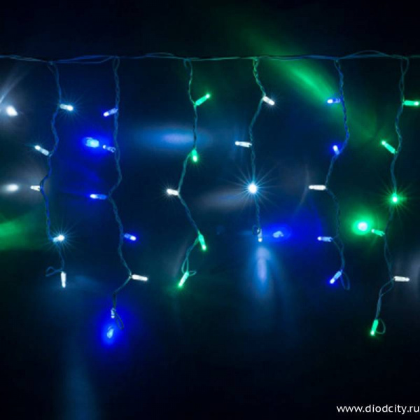 Светодиодная бахрома Rich LED 3х0.5 м, IP65, прозрачный провод, мульти