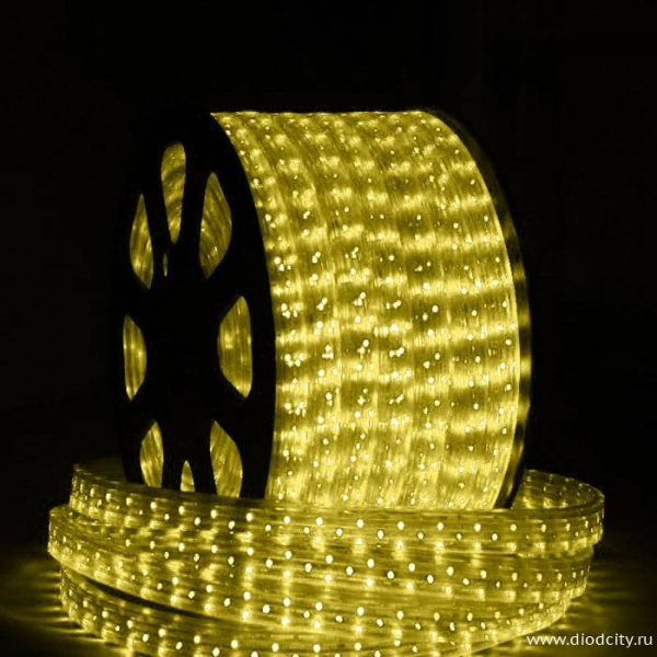 Светодиодный дюралайт 5-х жильный плоский 11*28мм, желтый