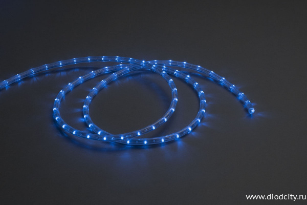 Светодиодный дюралайт - фиксинг круглый, 11.5мм, синий