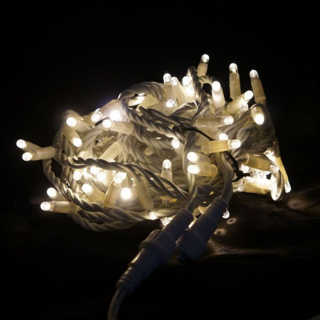 Гирлянда  LED Стринг Лайт, 10м, теплый белый, IP65 (провод каучук)